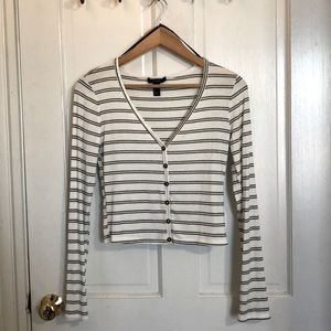 Forever 21 Striped Long-Sleeve Crop Top